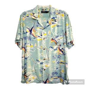 Polo Ralph Lauren Men's Green Deep Sea Fishing Design Button-Up Shirt | Size  L